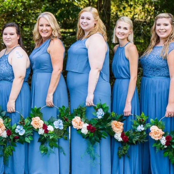 david's bridal steel blue bridesmaid dresses David Bridal Steel Blue Bridesmaid Dress by Davids Bridal
